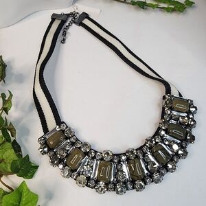 Unique Statement Web Strap Necklace with Crystals and Faux Stones